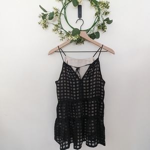 HD In Paris women's top size small black box lace with nude underlay sleeveless